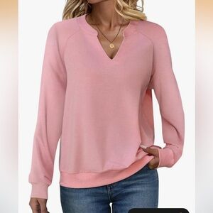 Amazon Essentials Light Pink V-Neck Sweater